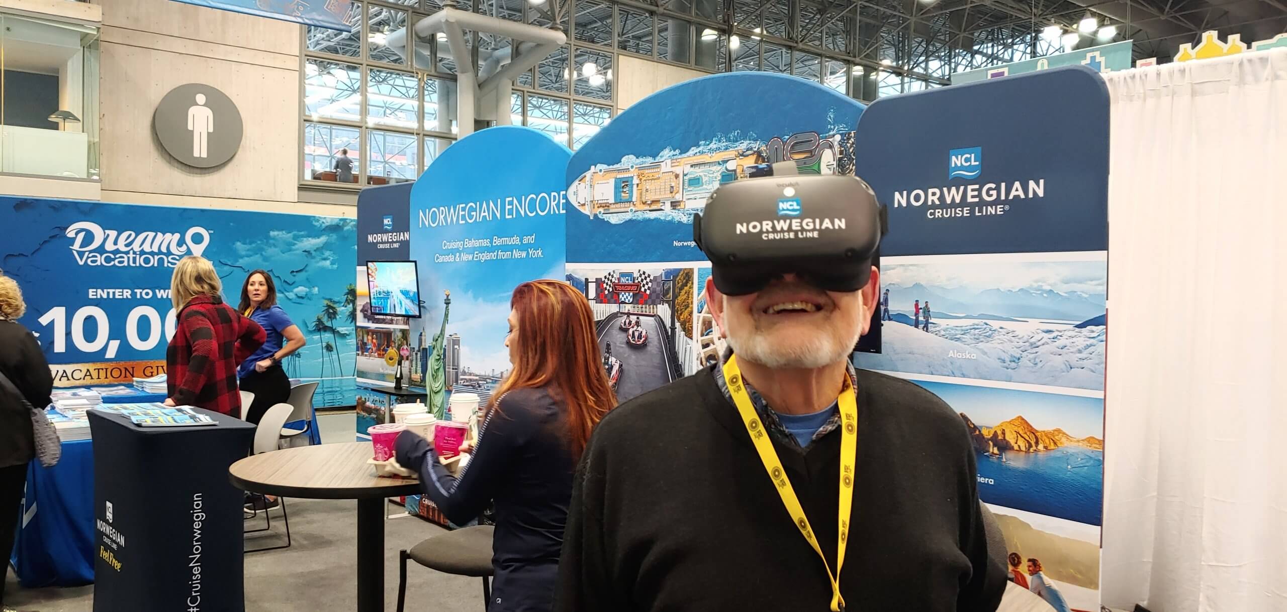 Trade show with VR experience at booth
